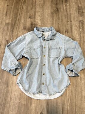 Light Wash Denim Button-Up Shirt